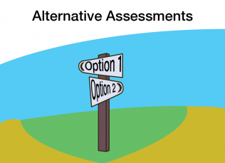 Alternative Assessments - graphic with paths and direction signs pointing to alternate paths