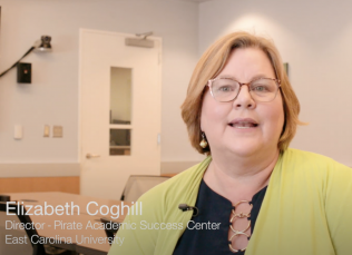 Director Elizabeth Coghill of the Pirate Academic Success Center discusses “Micro Moments,” short videos that provide just in time information to students.