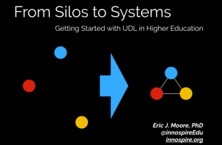 presentation introduction slide with the title, From Silos to Systems: Getting Started with UDL in Higher Education 