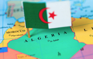 Algeria marked with the Algerian flag 