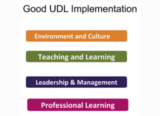 Good UDL Implementation in: Environment and Culture, Teaching and Learning, Leadership and Management, Professional Learning